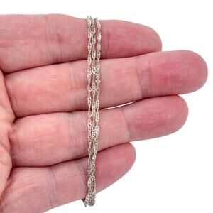 Estate Italy Sterling Silver 925 3.5mm Three Strand Chain Bracelet 7.5"